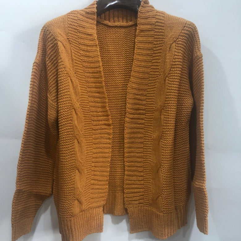 Cárdigan de punto de imitación de mohair para mujer – Abrigo de suéter de invierno cálido y holgado