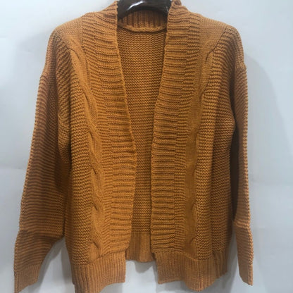 Cárdigan de punto de imitación de mohair para mujer – Abrigo de suéter de invierno cálido y holgado