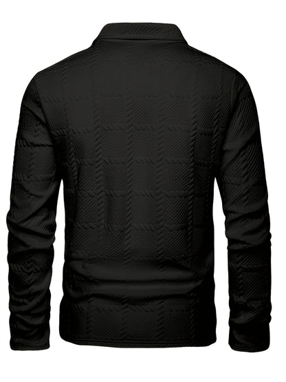 Polo de punto para hombre – Top de manga corta con jacquard geométrico