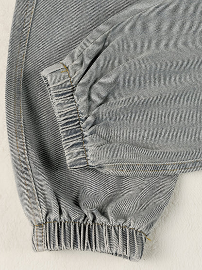 Men’s Drawstring Denim Joggers – Slim Fit Patchwork Jeans