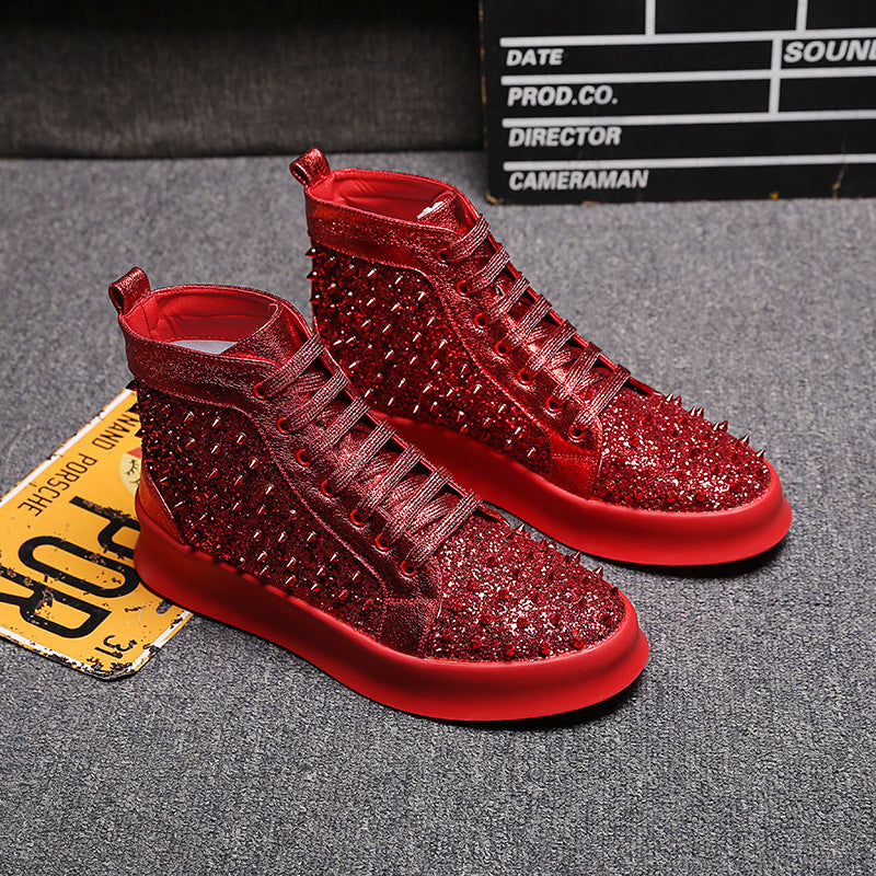 Botas de vestir de cuero para hombre Loom & Soul – Botas Martin de piel de vaca con detalles de remaches, suela de goma antideslizante y absorción de impactos