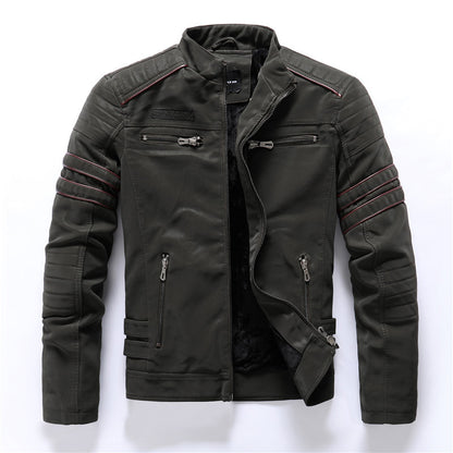 Blouson en cuir PU pour hommes Loom & Soul™ – Manteau de motard style urbain classique avec une touche de modernité