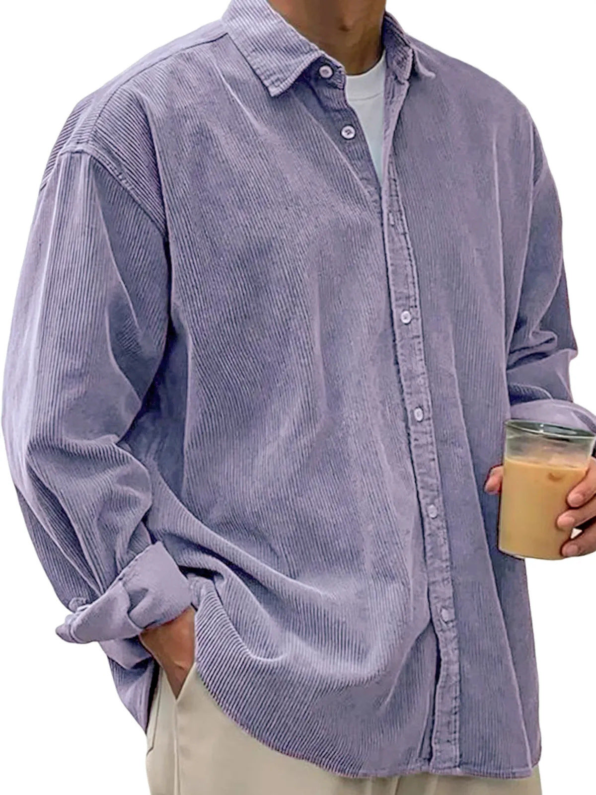 Chaqueta de Pana para Hombre – Abrigo Casual de Otoño de Corte Holgado