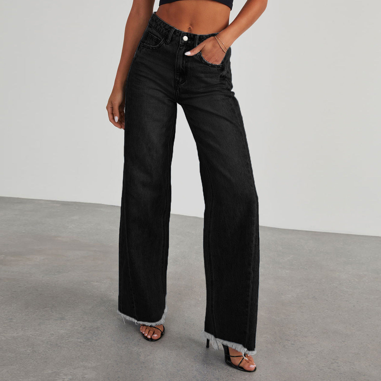 Loom & Soul™ Jeans Rectos de Cintura Alta – Pantalones Vaqueros de Mujer de Pierna Ancha de Corte Ajustado