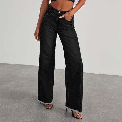 Loom & Soul™ Jeans Rectos de Cintura Alta – Pantalones Vaqueros de Mujer de Pierna Ancha de Corte Ajustado