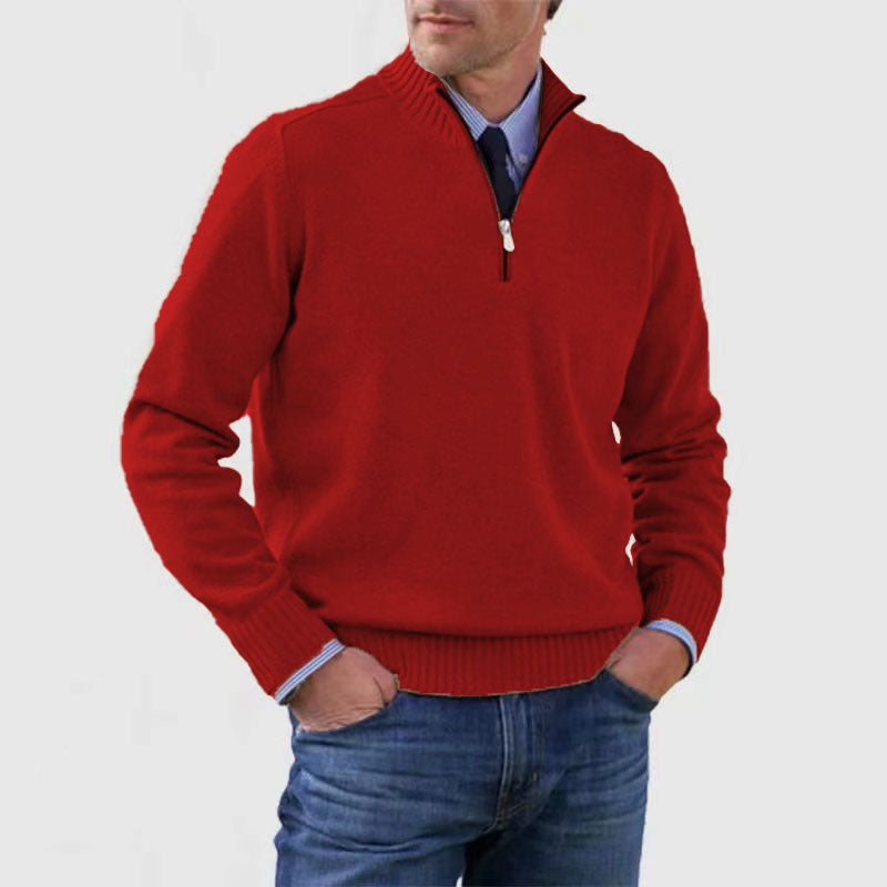 Suéter de cuello alto para hombre Loom & Soul™ – Jersey de punto de invierno ajustado con cremallera en el cuello