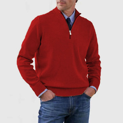 Suéter de cuello alto para hombre Loom & Soul™ – Jersey de punto de invierno ajustado con cremallera en el cuello