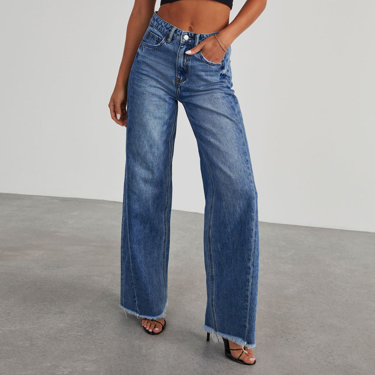 Loom & Soul™ Jeans Rectos de Cintura Alta – Pantalones Vaqueros de Mujer de Pierna Ancha de Corte Ajustado