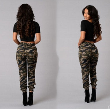 Pantalon camouflage femme Loom & Soul – Pantalon camouflage coupe urbaine, taille mi-haute et jambes fuselées