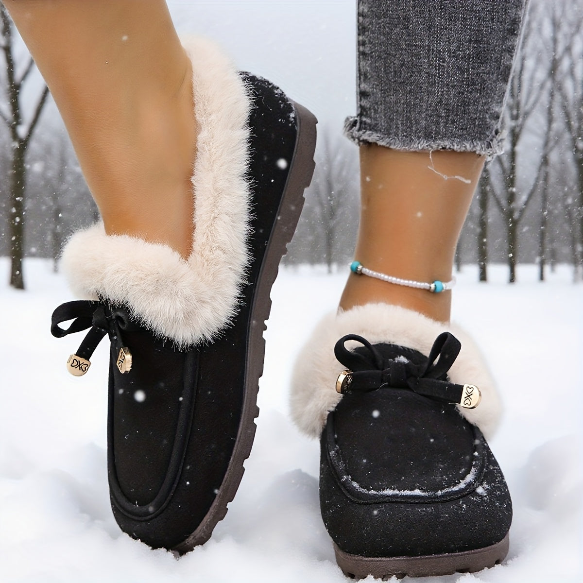 Women’s Fleece-Lined Loafers – Warm Slip-On Winter Shoes