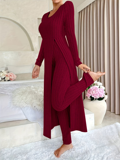 Ensemble deux pièces à carreaux – Haut à manches longues et pantalon assorti pour toutes les saisons