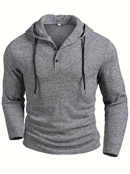 Chemisier Henley côtelé pour homme – Haut tricoté doux à manches longues pour l'automne