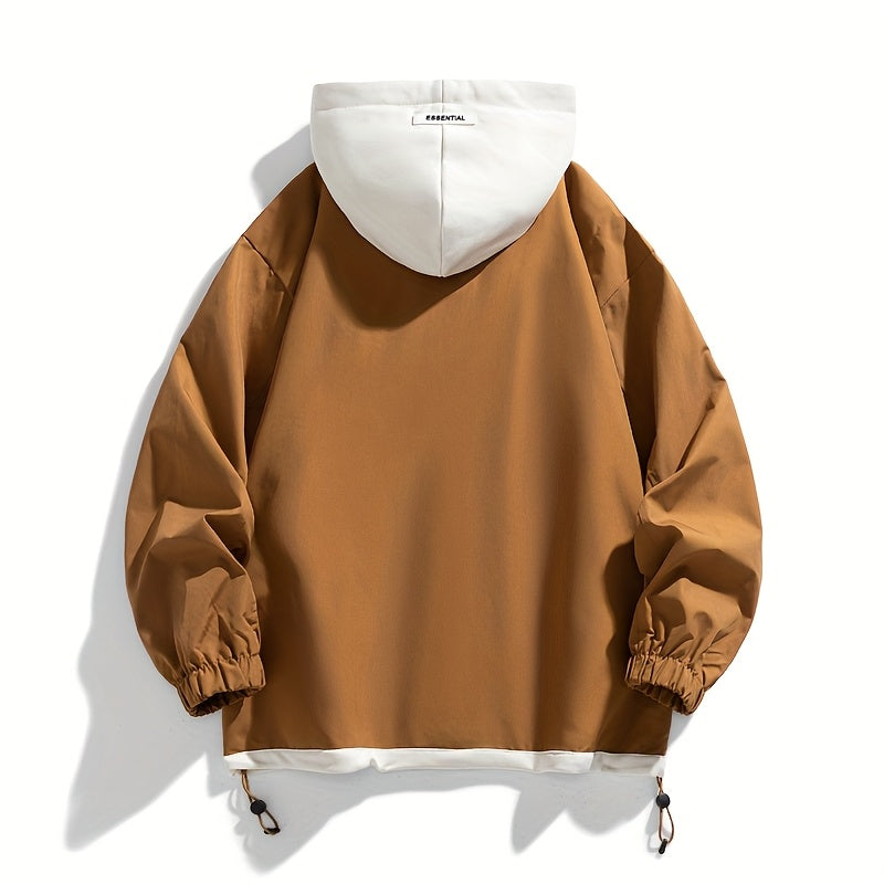 Chaqueta con cremallera y bloques de color para hombre Loom & Soul – Cortavientos ligero con capucha