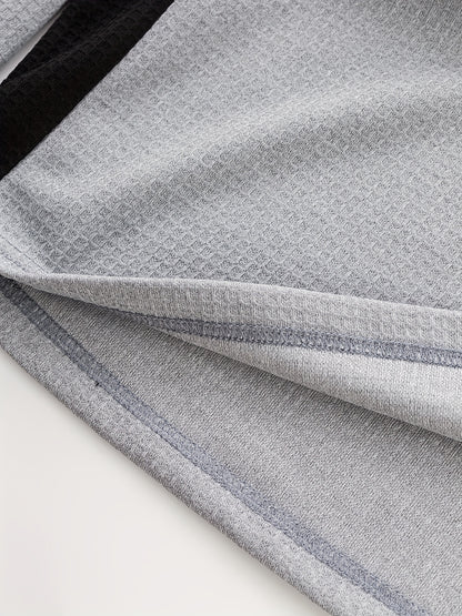 Chemise Henley gaufrée pour homme – Haut boutonnée toutes saisons blanc et noir