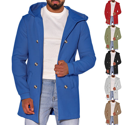 Gabardina de Lana Delgada con Capucha para Hombre – Estilo Versátil para Toda la Temporada