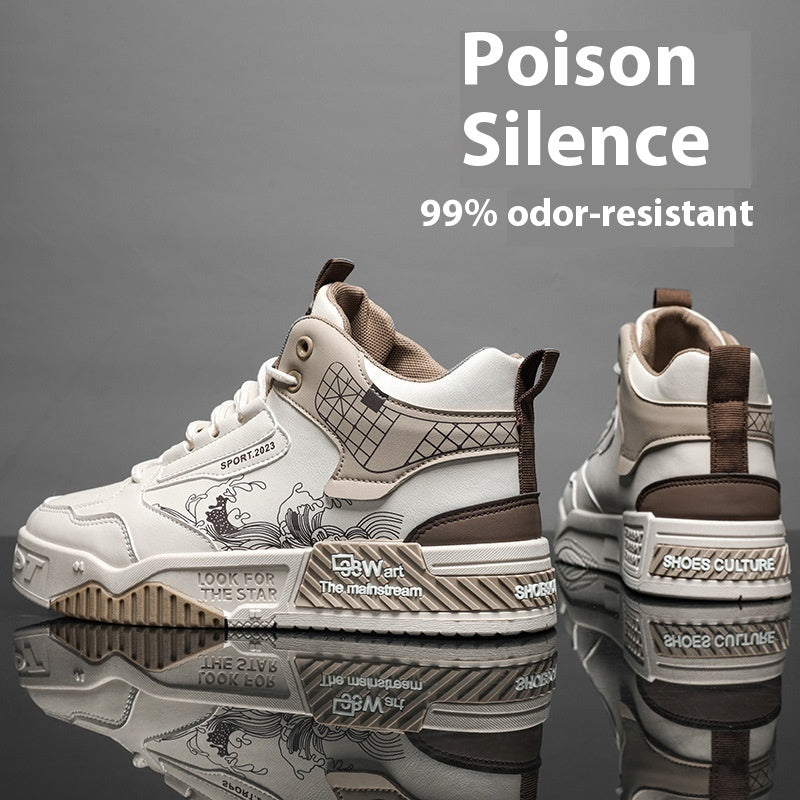 Loom & Soul™ Zapatillas de deporte casual de caña alta para hombre – Zapatillas con cordones fáciles de usar con forro de malla y suela de goma