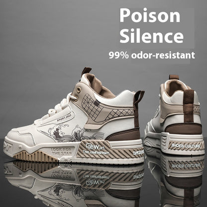 Loom & Soul™ Zapatillas de deporte casual de caña alta para hombre – Zapatillas con cordones fáciles de usar con forro de malla y suela de goma