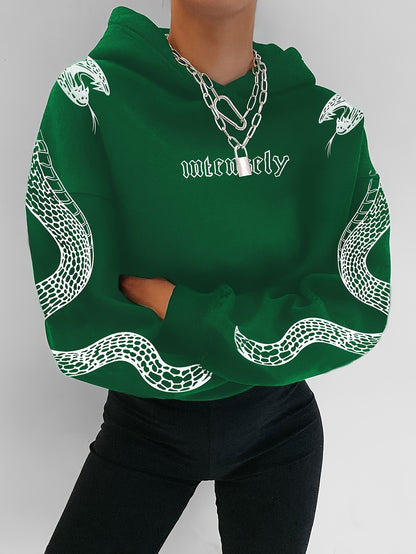 Sudadera con capucha roja para mujer – Sudadera urbana con estampado de Fénix y Mariposa