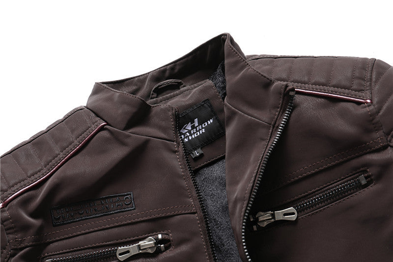 Blouson en cuir PU pour hommes Loom & Soul™ – Manteau de motard style urbain classique avec une touche de modernité