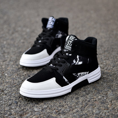 Zapatillas de caña alta con cordones y estampado de camuflaje de Loom & Soul™ – Zapatillas de cuero de ante para hombre con suela de goma antideslizante