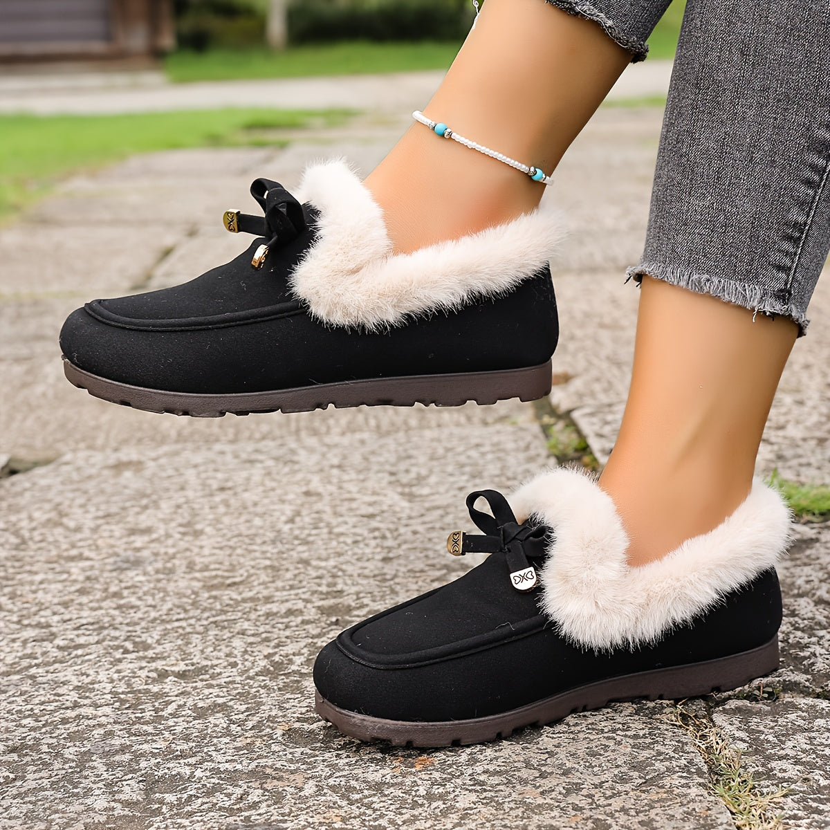 Women’s Fleece-Lined Loafers – Warm Slip-On Winter Shoes