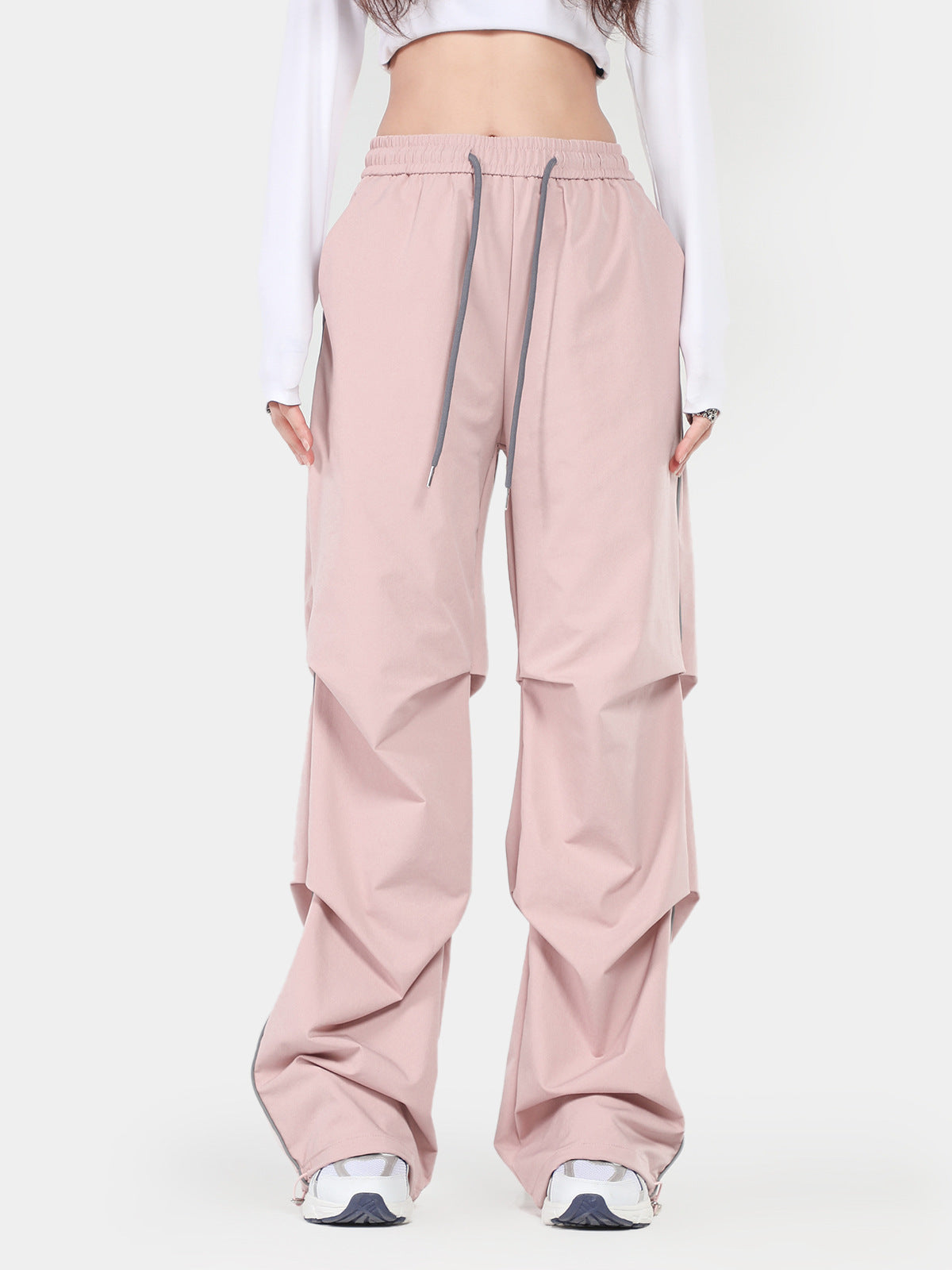 Pantalon Mop pour Femme Loom & Soul™ – Pantalon Parachutiste Plissé Ample en Coton