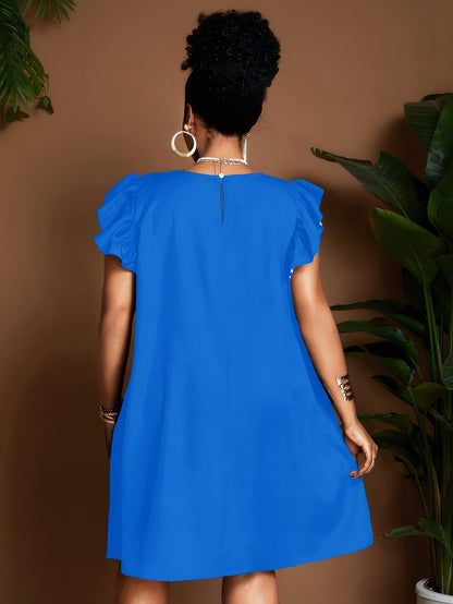 Vestido de verano con volantes en las mangas y estampado floral – Elegante vestido de verano hasta la rodilla