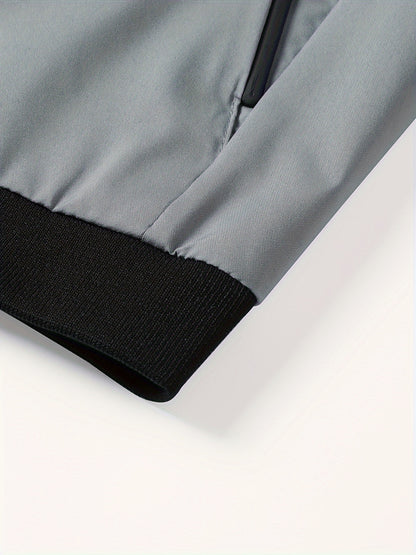 Men’s Letter Embroidered Bomber Jacket – Sporty Casual Streetwear