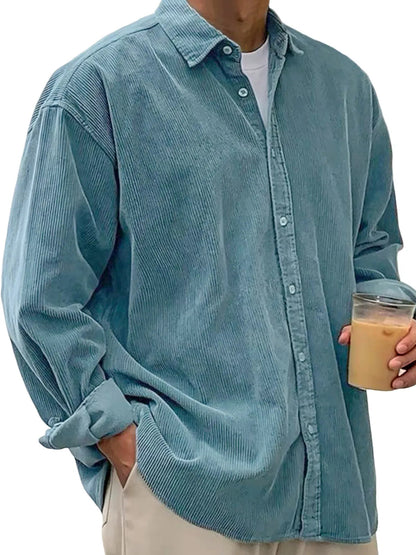 Chaqueta de Pana para Hombre – Abrigo Casual de Otoño de Corte Holgado