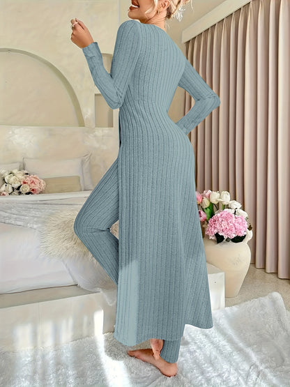 Ensemble deux pièces à carreaux – Haut à manches longues et pantalon assorti pour toutes les saisons