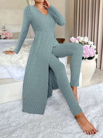 Ensemble deux pièces à carreaux – Haut à manches longues et pantalon assorti pour toutes les saisons