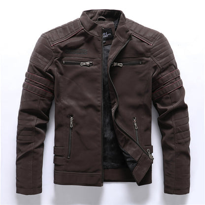 Blouson en cuir PU pour hommes Loom & Soul™ – Manteau de motard style urbain classique avec une touche de modernité