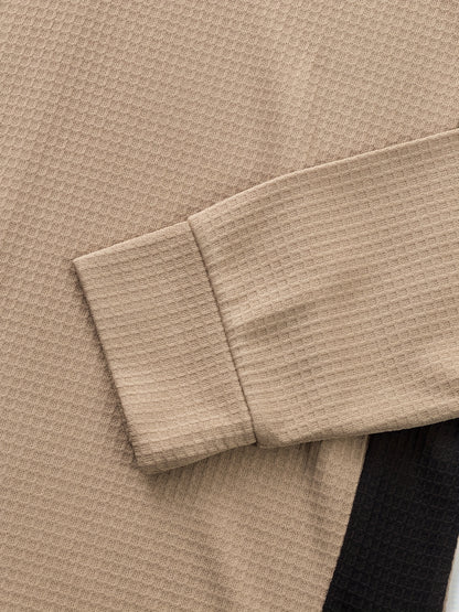Chemise Henley gaufrée pour homme – Haut boutonnée toutes saisons blanc et noir
