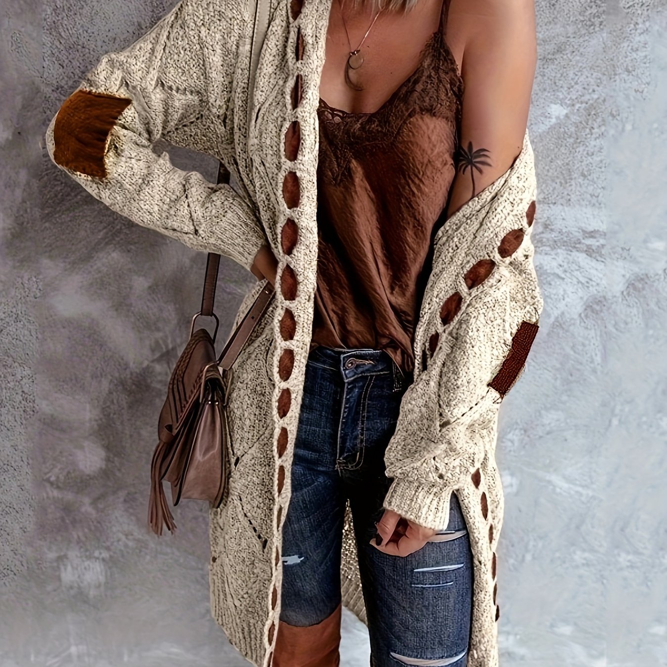 Cardigan ouvert vintage – Pull boutonné en maille douce pour l'automne/hiver