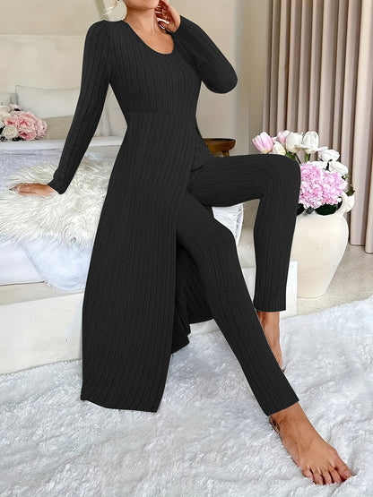 Ensemble deux pièces à carreaux – Haut à manches longues et pantalon assorti pour toutes les saisons