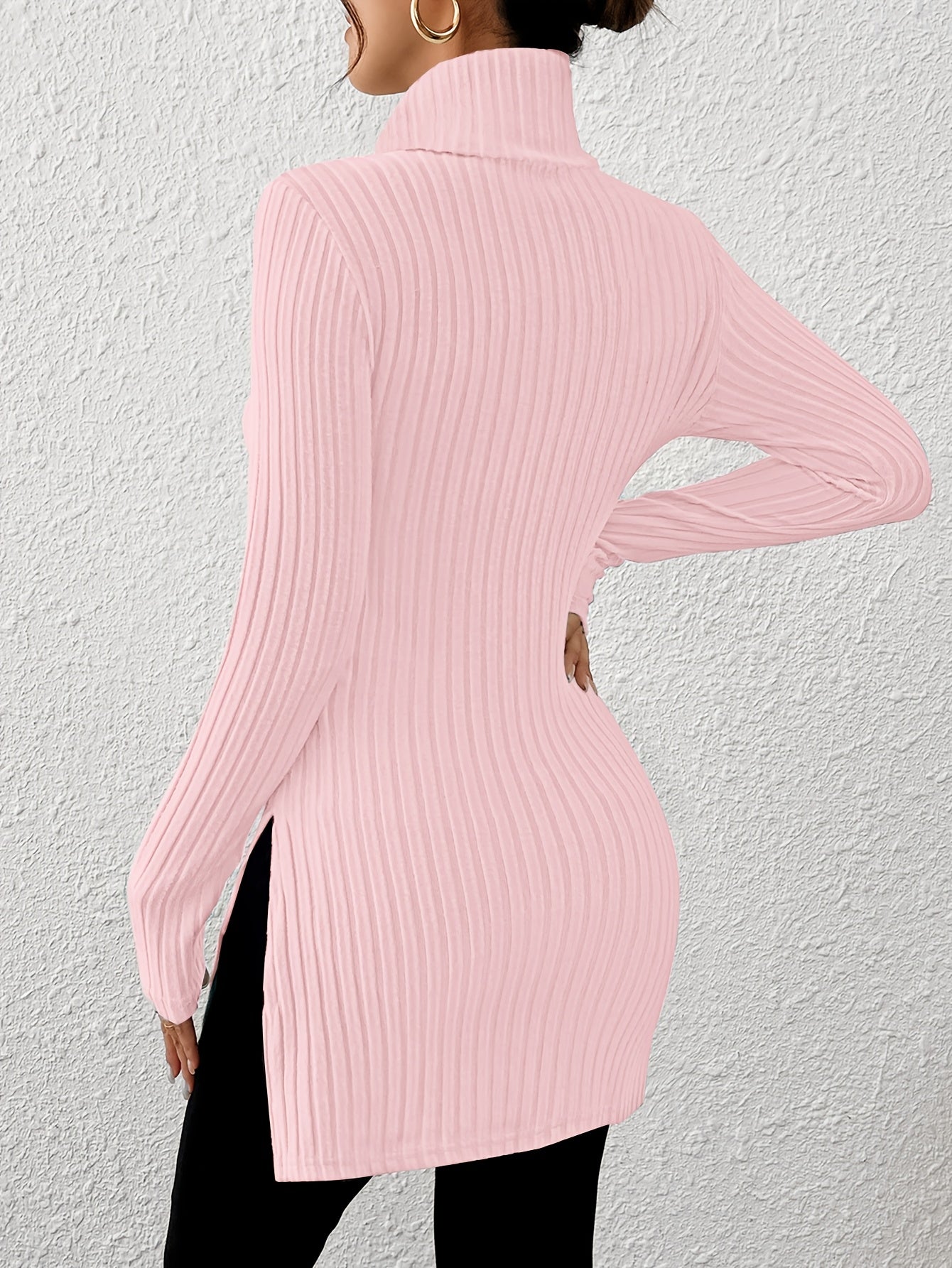 Top de cuello alto elegante para mujer – Tejido suave de manga larga y cuello alto