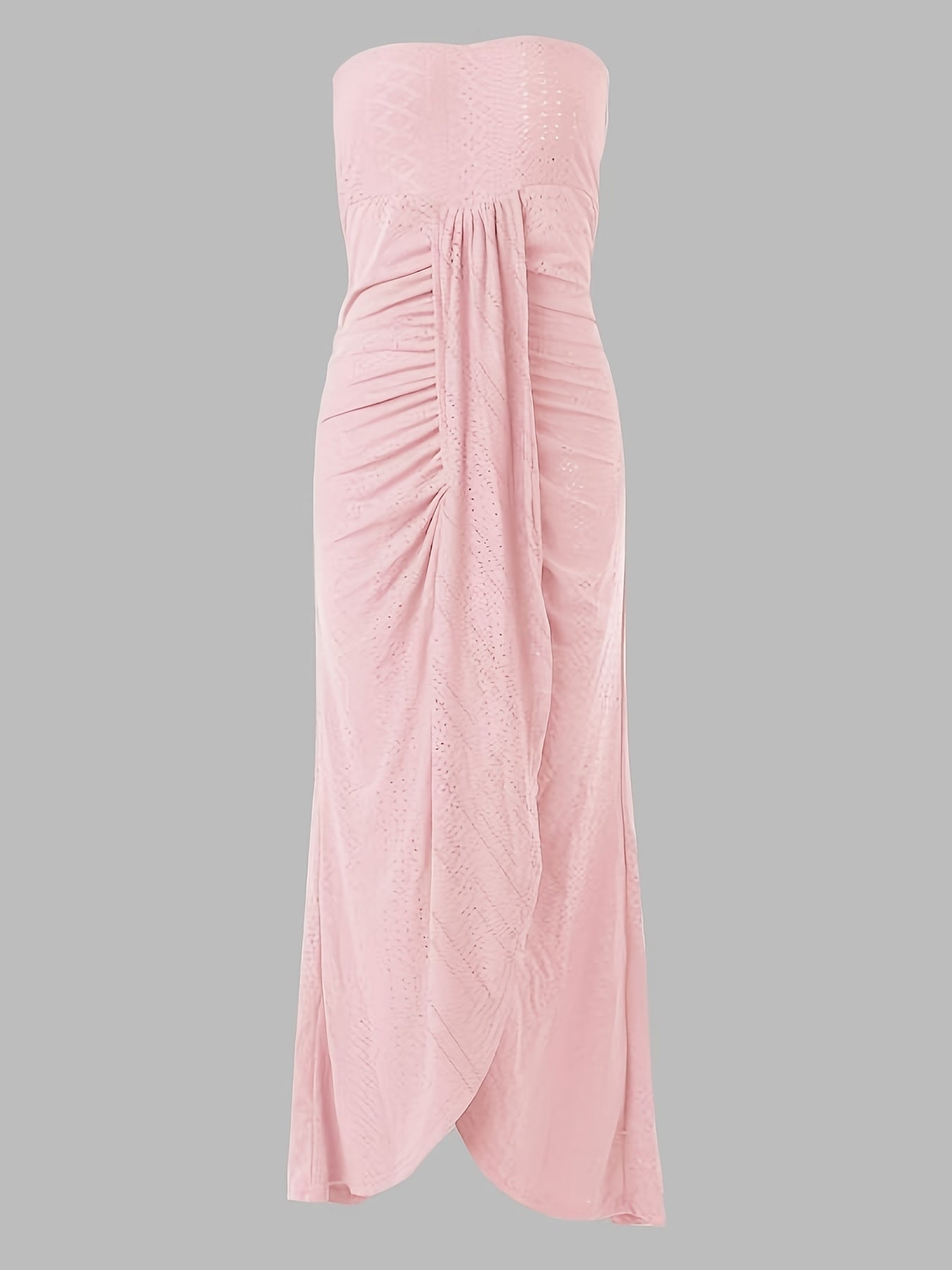 Off-Shoulder Embroidered Midi Dress – Elegant Split Wrap Dress