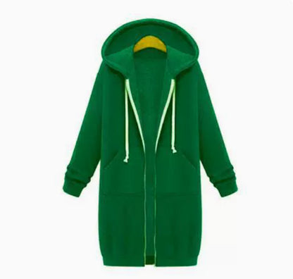 Chaqueta polar con capucha para mujer Loom & Soul – Abrigo largo con cremallera y forro suave, ropa de abrigo casual y cálida