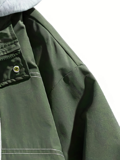Chaqueta con cremallera y bloques de color para hombre Loom & Soul – Cortavientos ligero con capucha