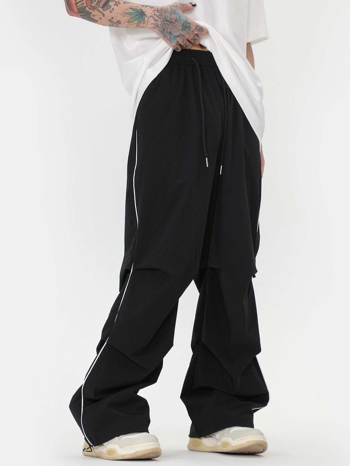 Pantalon Mop pour Femme Loom & Soul™ – Pantalon Parachutiste Plissé Ample en Coton