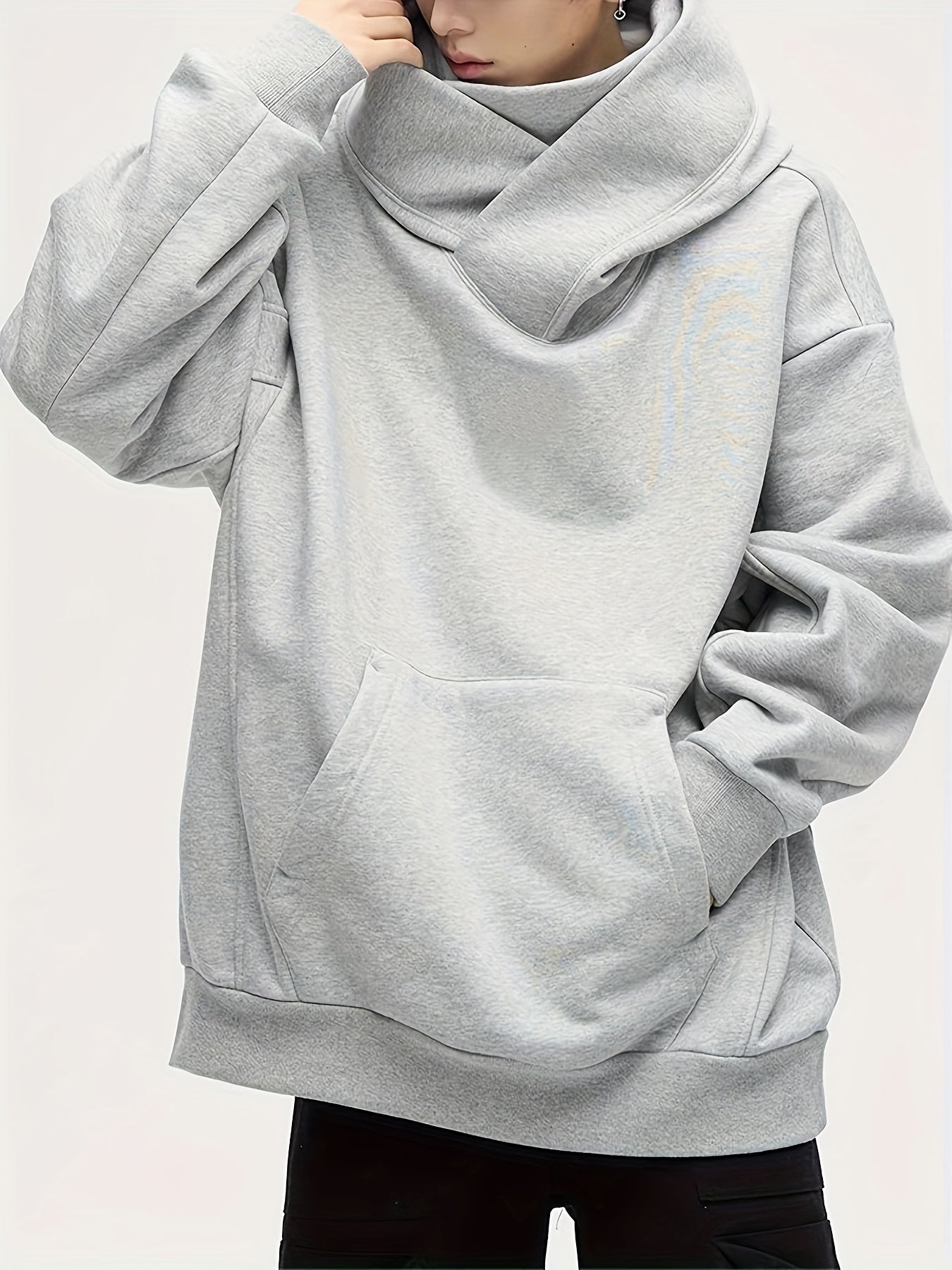 Sweat à capuche ample en peluche pour homme – Pull style ninja streetwear
