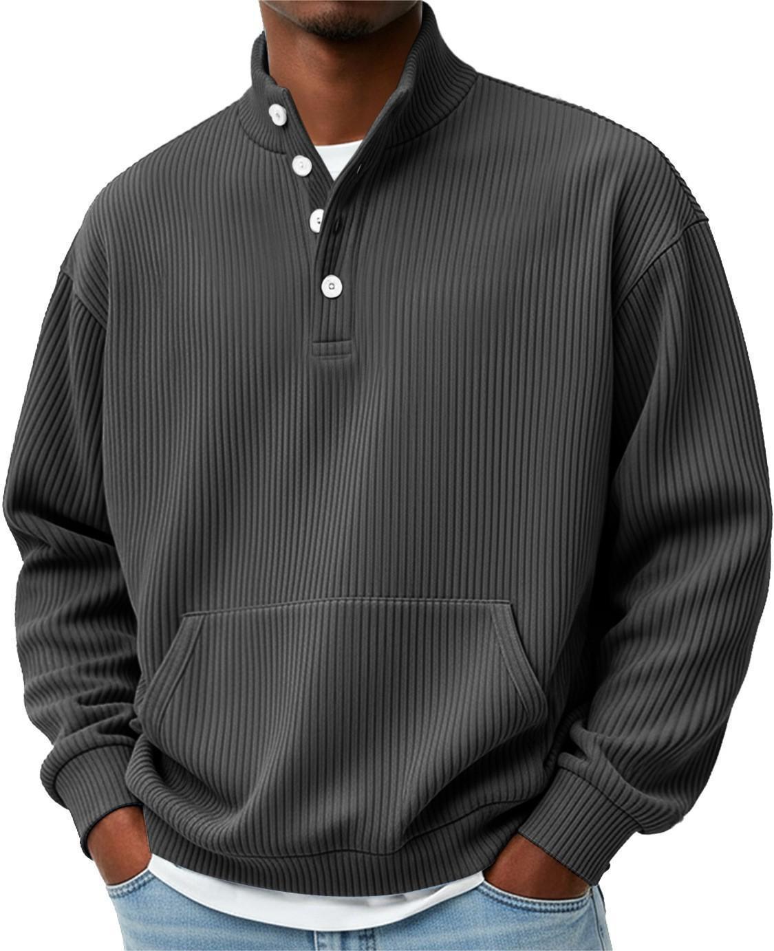 Sudadera de Cuello Alto Lisa para Hombre – Polo Casual de Manga Larga