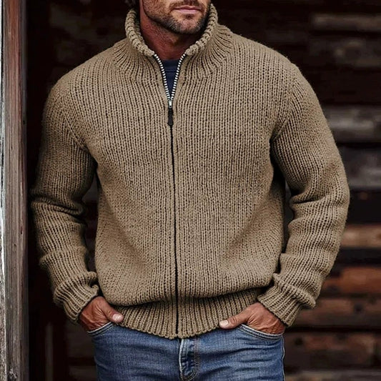 Chaqueta con cremallera y estampado 3D para hombre – Cárdigan informal de manga larga