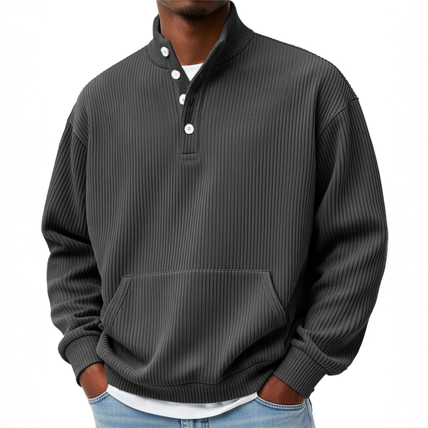 Sudadera de Cuello Alto Lisa para Hombre – Polo Casual de Manga Larga