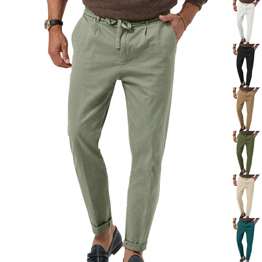 Loom & Soul™ Men’s Drawstring Business Pants – Straight-Leg Casual Trousers with Elastic Waist & Tailored Comfort