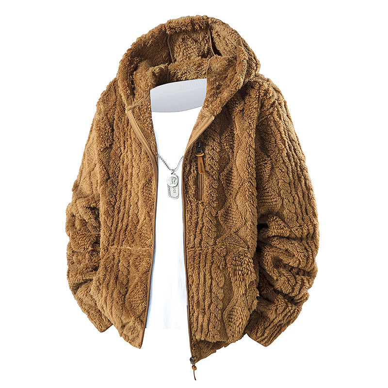 Chaqueta de Vellón con Capucha y Cremallera para Hombre – Ajuste Casual de Pana
