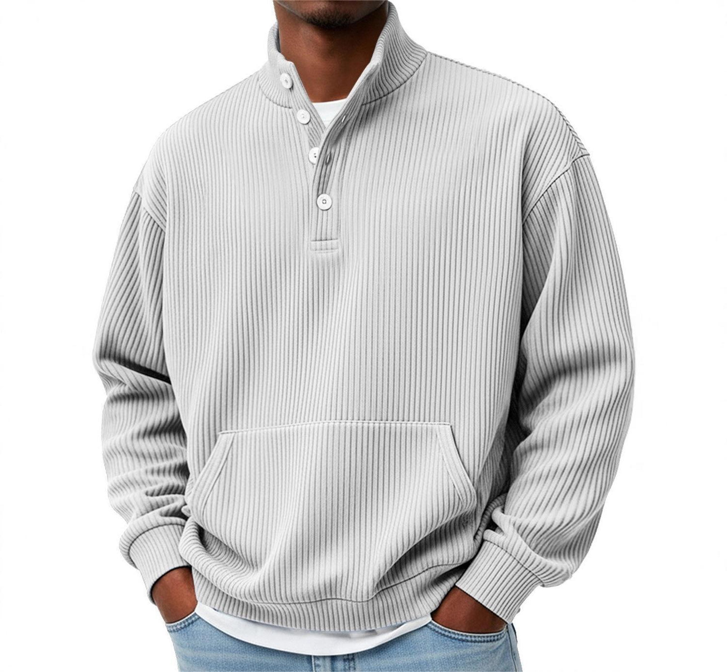 Sudadera de Cuello Alto Lisa para Hombre – Polo Casual de Manga Larga