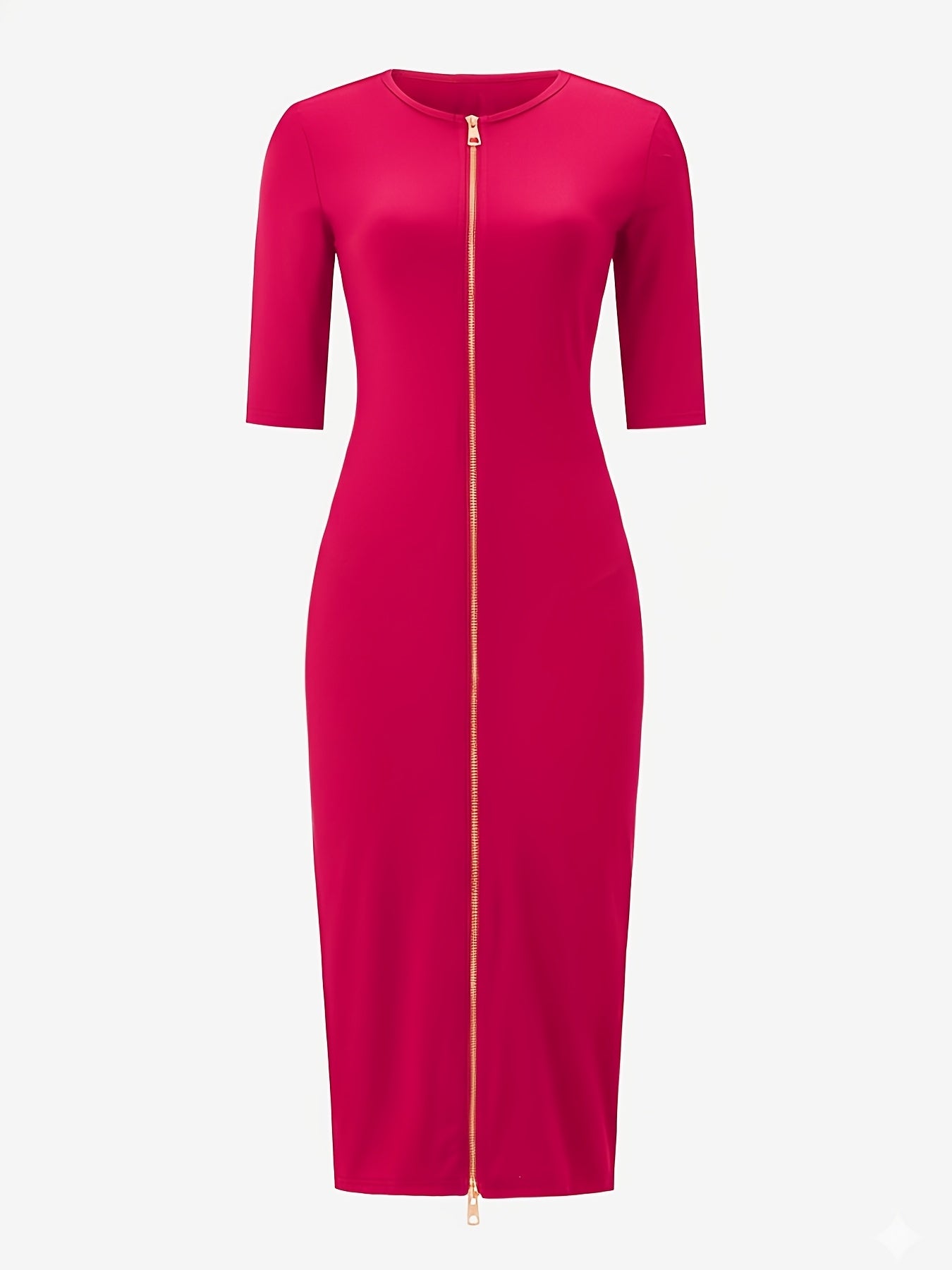 Vestido midi ajustado con cuello barco – Vestido elegante de manga corta con corte entallado