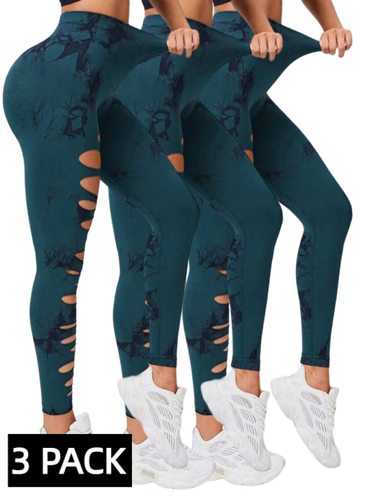 Paquete de 3 leggings de yoga para mujer que levantan los glúteos – Pantalones deportivos sin costuras de cintura alta