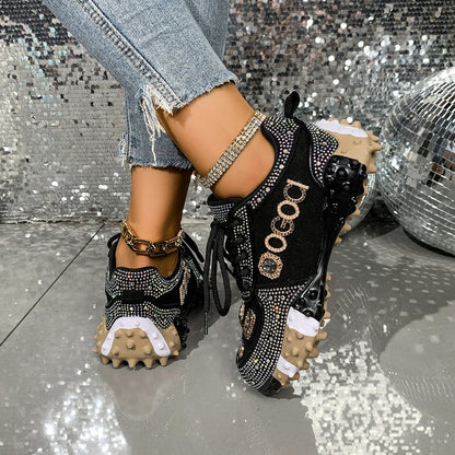 Baskets Femme Détail Doré – Chaussures Décontractées à Lacets Élégantes